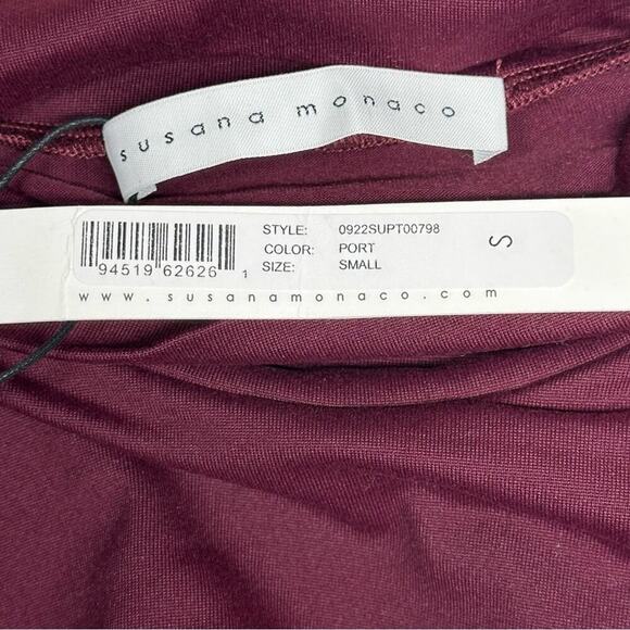 NWT | Susana Monaco | Crop Mock Long Sleeve | Port | Small - Picture 6 of 11
